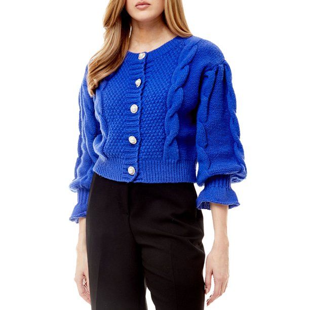 Rich and Famous Women's Alpine Cable Cardigan Sweater - Walmart.com | Walmart (US)