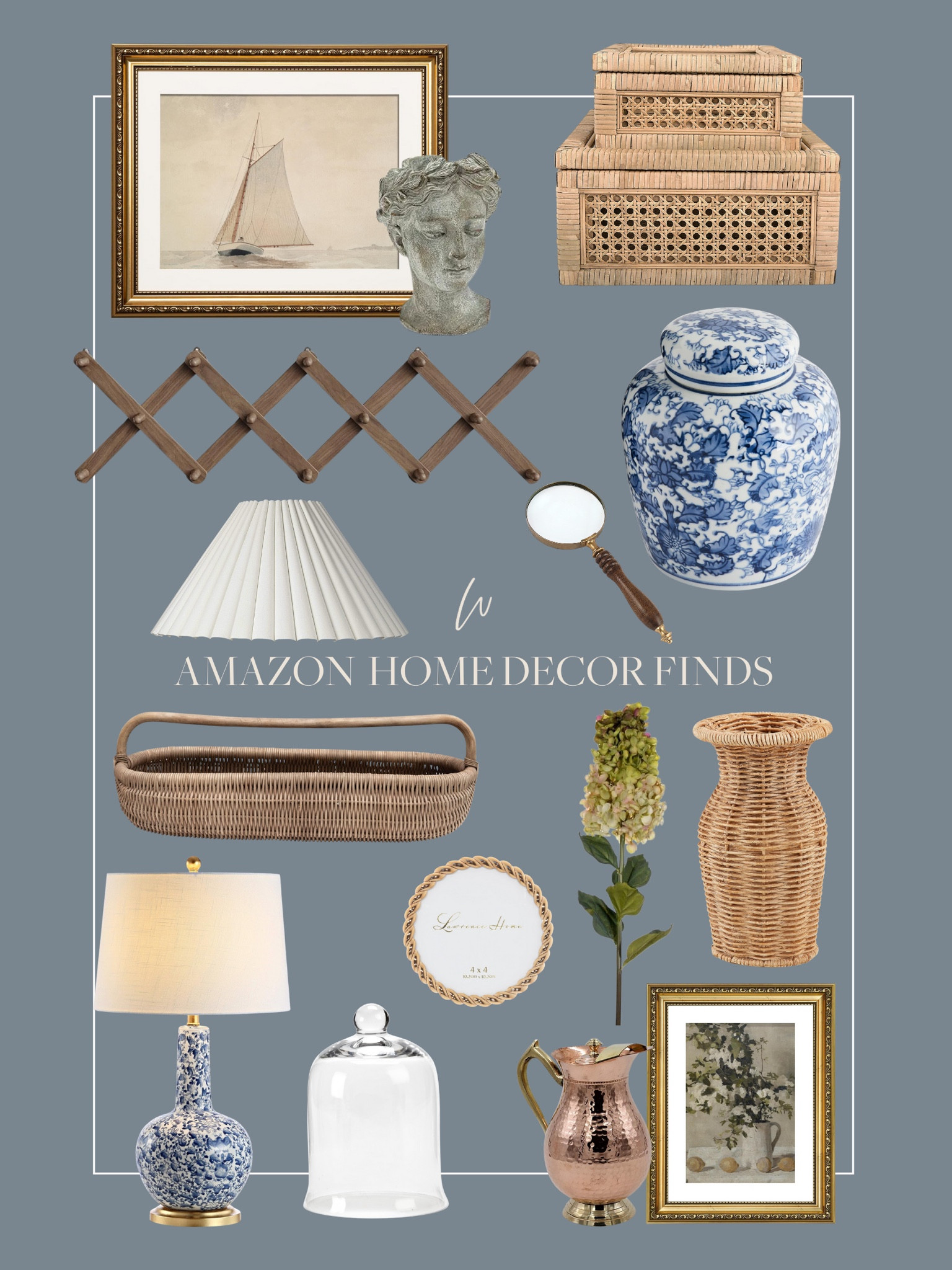 Amazon home finds and favorites! I love the English cottage mood that all of these pieces contribute to a space when styled cohesively. From the wicker texture to the chinoiserie, and these beautiful vintage inspired prints, everything balances so beautifully! 

#LTKstyletip #LTKhome