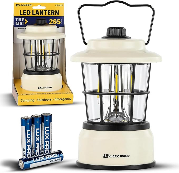 LUXPRO Retro LED Lantern - Battery-Powered Emergency Lantern - Water Resistant - Bright LED Lamp ... | Amazon (US)