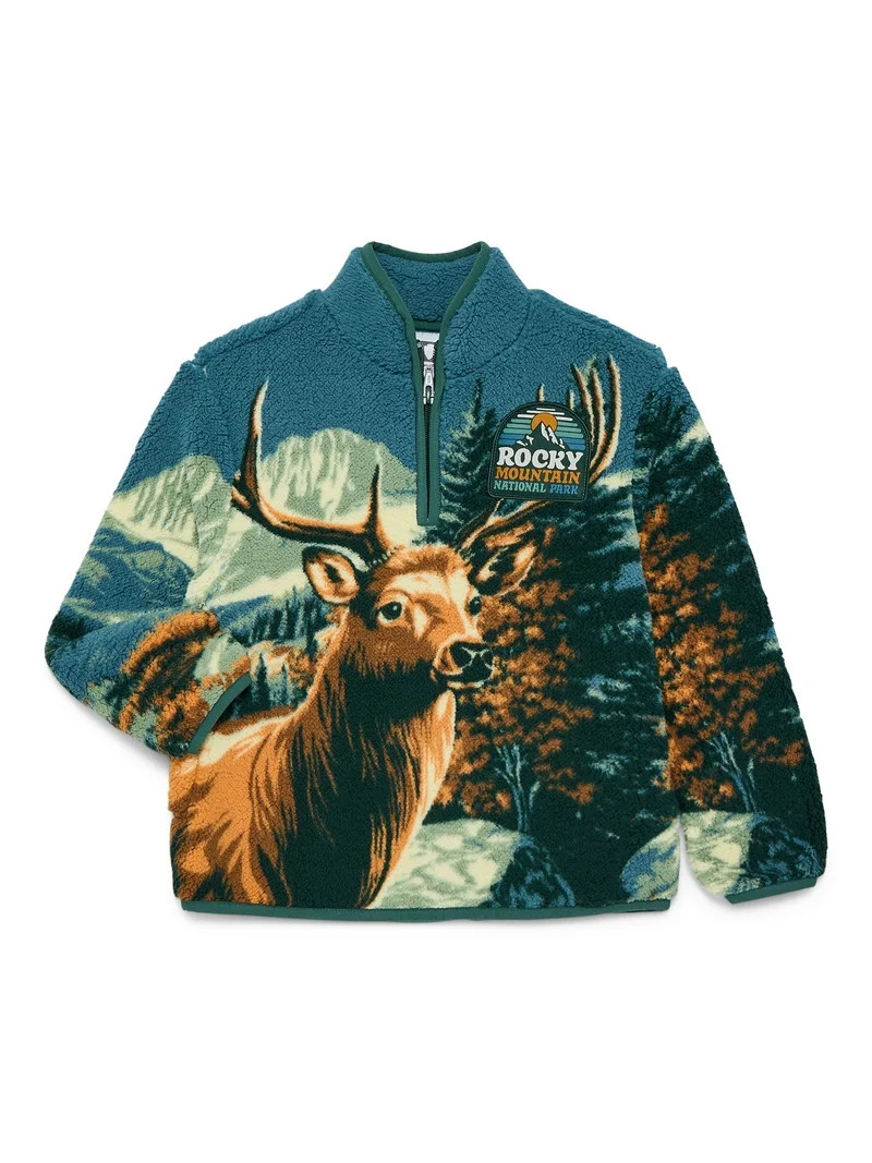 National Parks Rocky Mountains Boys Plush Quarter Zip Sweatshirt, Sizes 4-18 | Walmart (US)