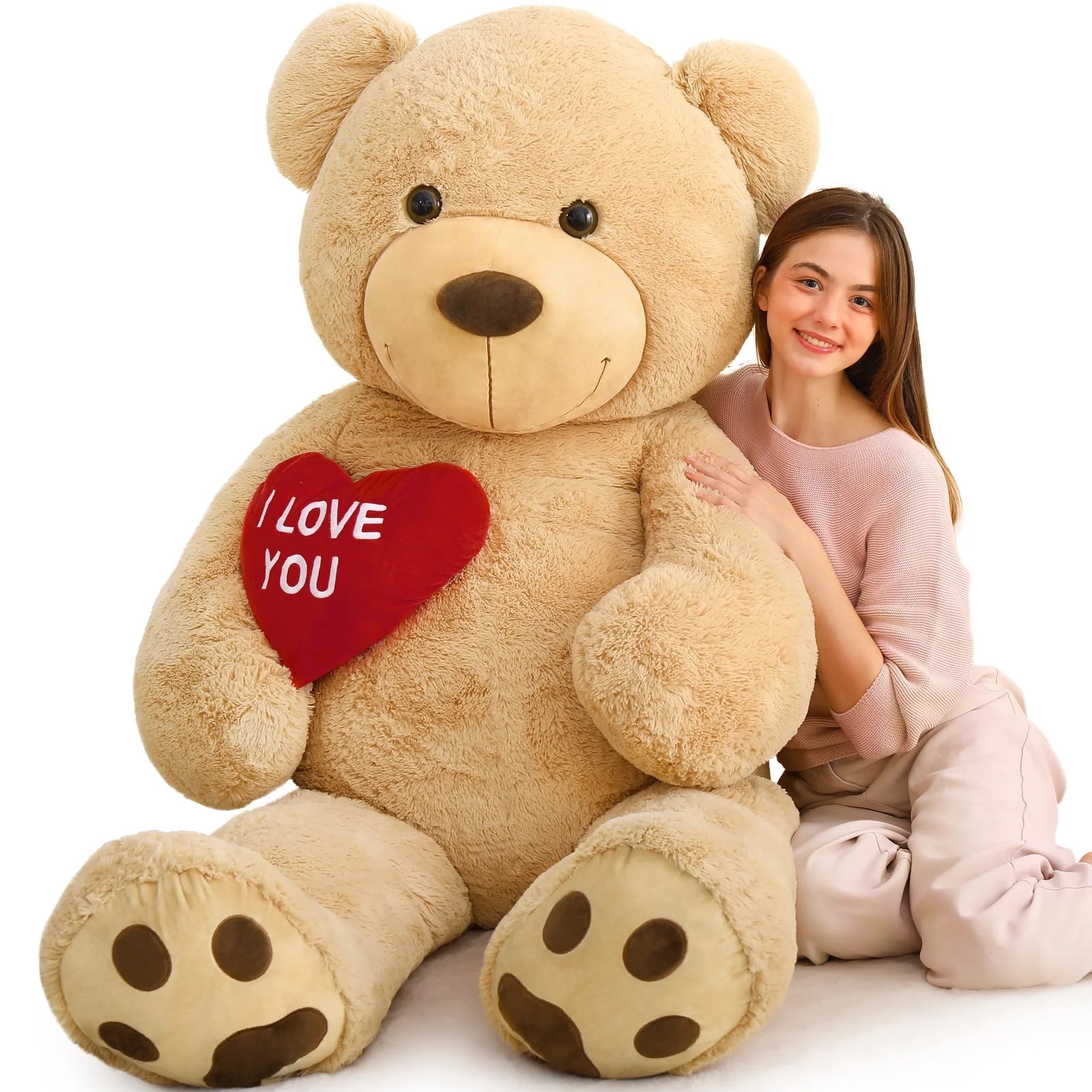 MorisMos Brown Giant Teddy Bear 6ft Stuffed Animal "I Love You" Red Heart Jumbo Human Size Teddy ... | Walmart (US)