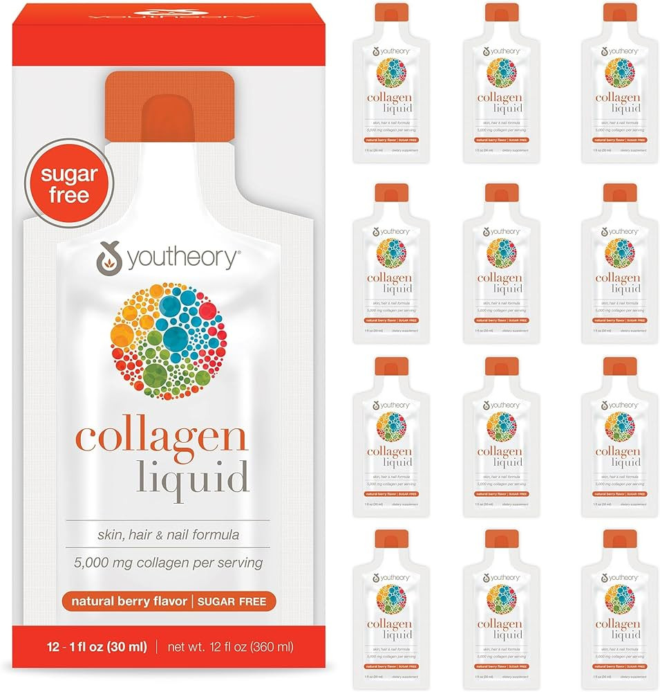 Youtheory Collagen Liquid - 5,000 mg Hydrolyzed Collagen Peptides - Supports Hair, Nail, Joint & ... | Amazon (US)