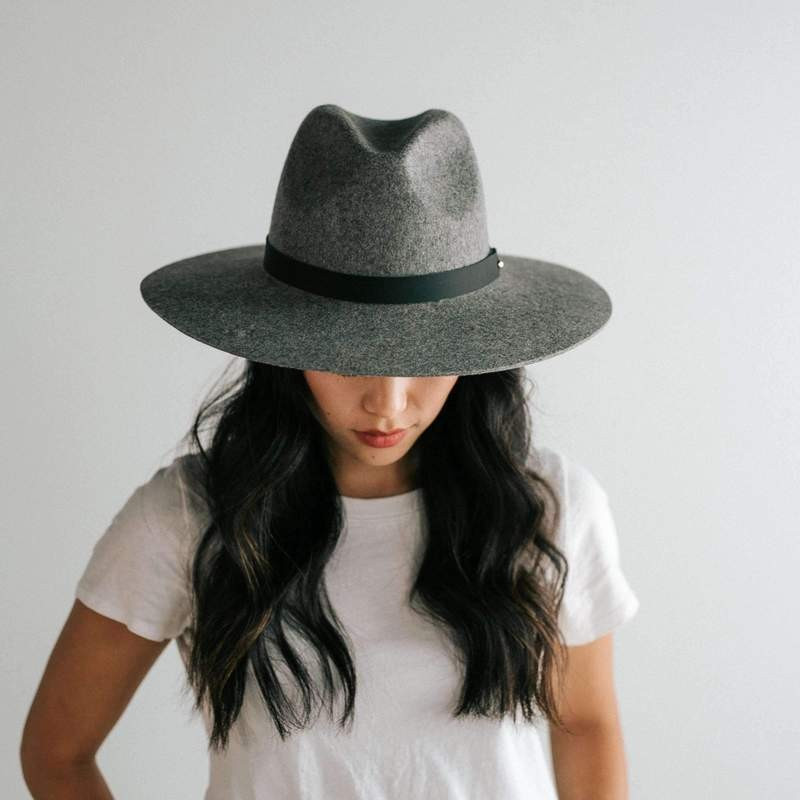Scottie Wide Brim Fedora - Grey | Gigi Pip