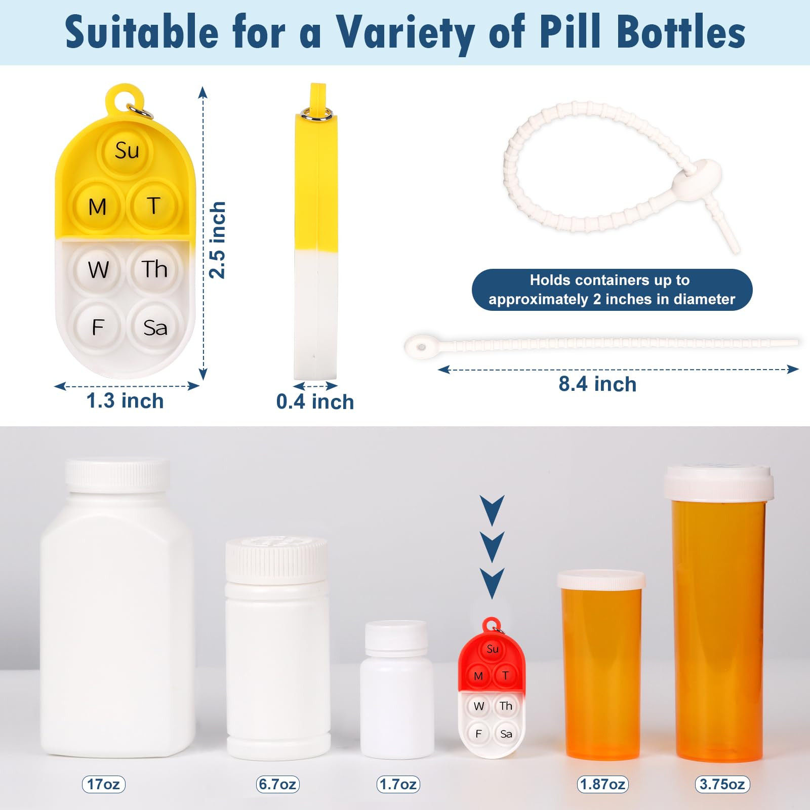 3 Pack Pill Reminder Medication Pill Tracker Bottle with Ties Reusable Daily Medication Tracker P... | Amazon (US)