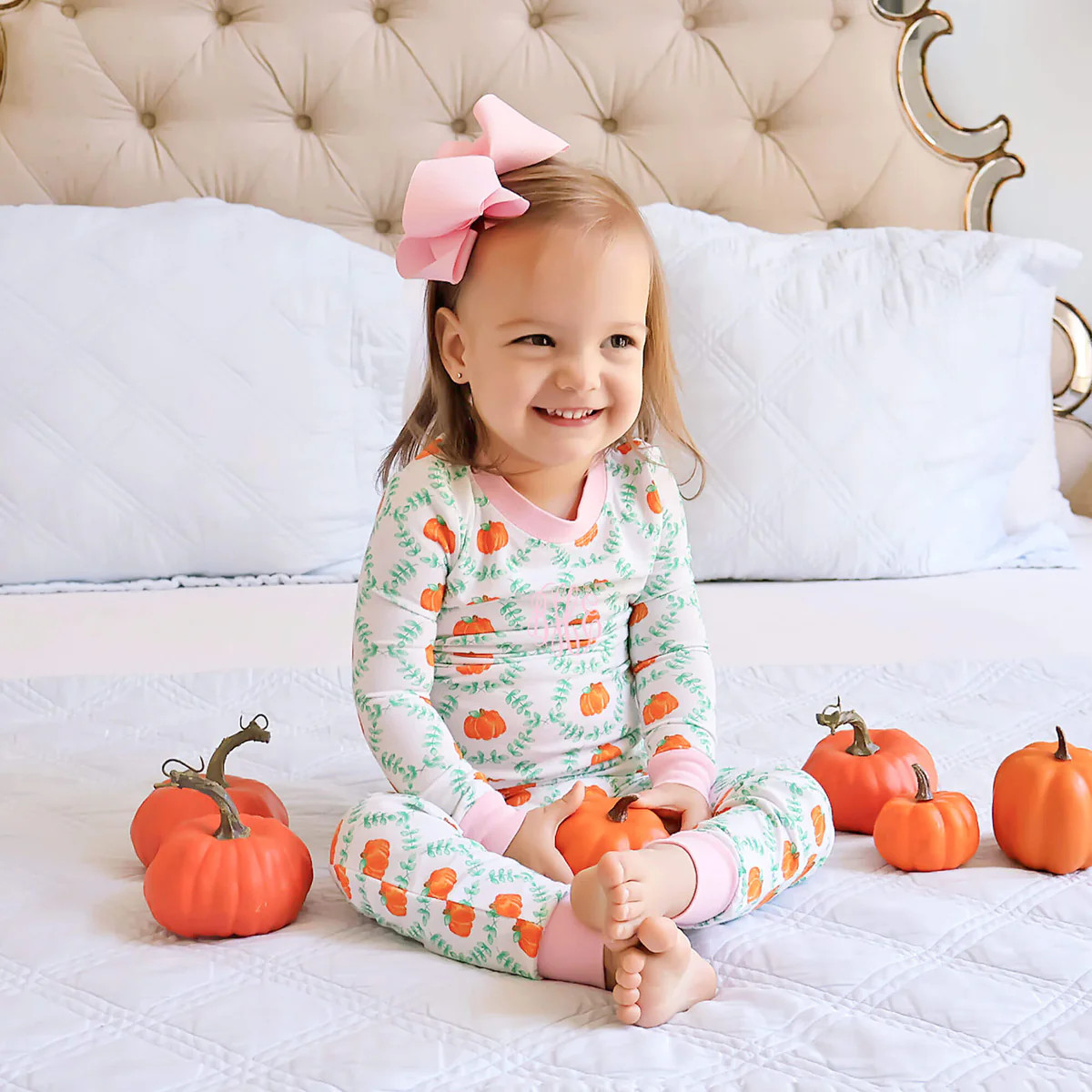 Pumpkin Splendor Pink Rib Pajamas | Classic Whimsy