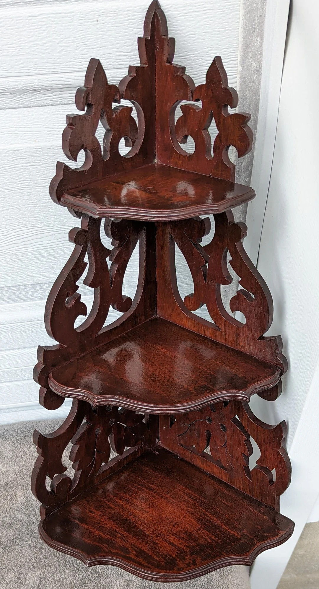 Wonderful Gorgeous Antique Hand Carved Ornate Mahogany Corner Wall Shelf, Wall Display, Wall Hang... | Etsy (US)