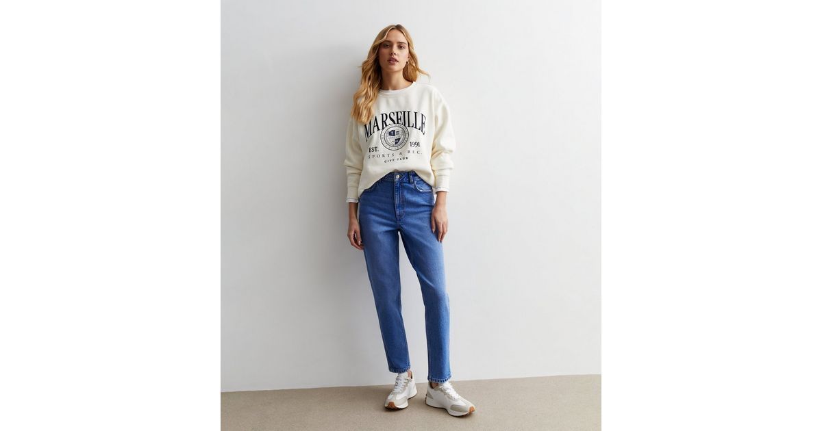 Bright Blue Waist Enhance Tori Mom Jeans | New Look | New Look (UK)
