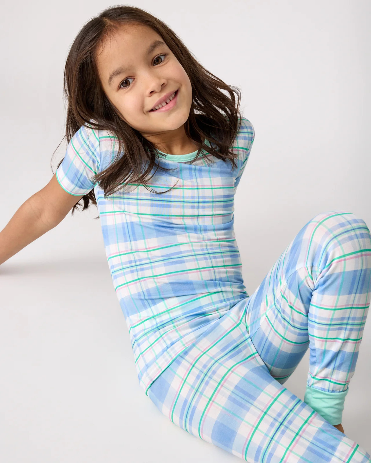 Springtime Plaid Two-Piece Short Sleeve Pajama Set | Little Sleepies