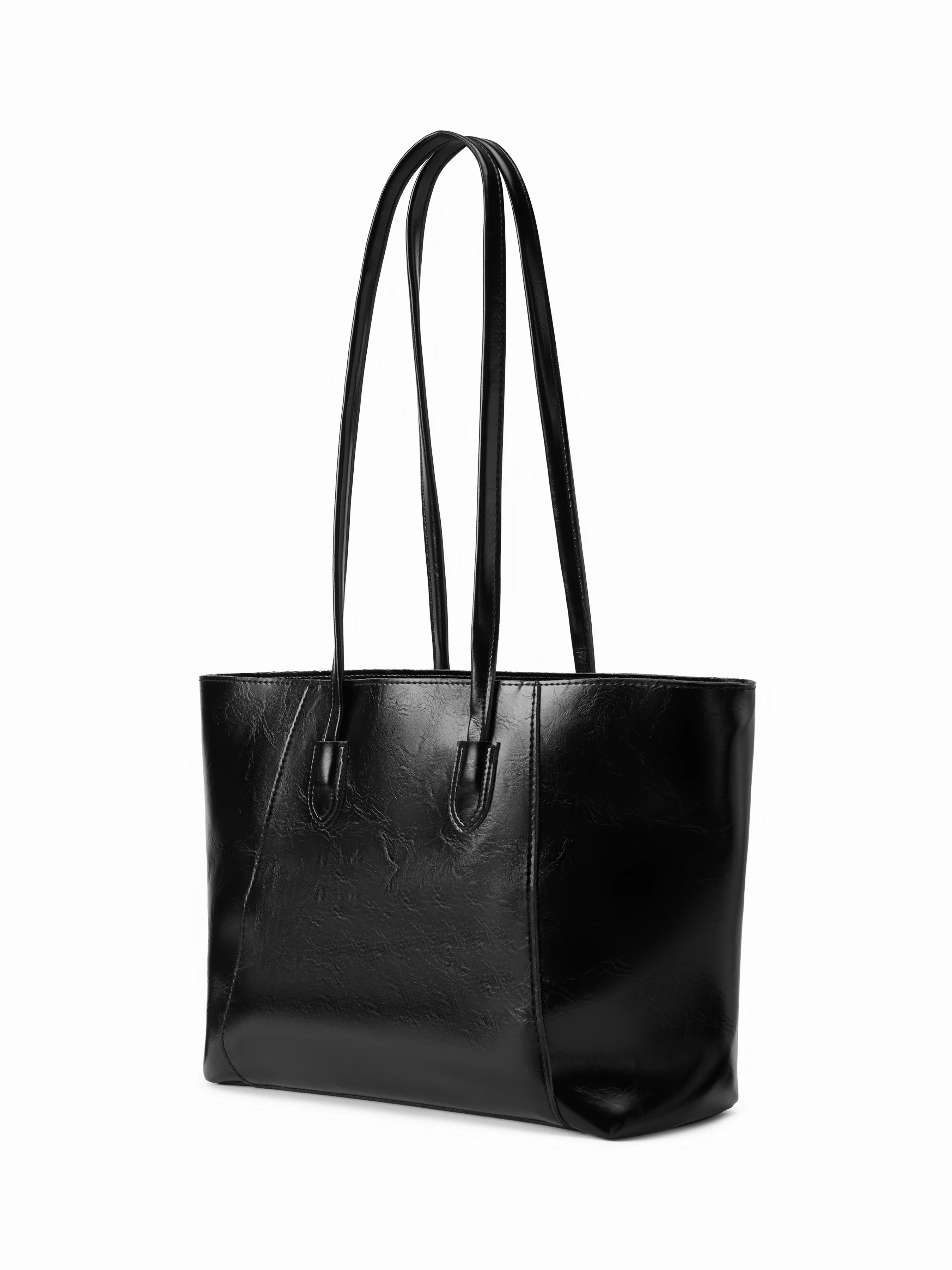 DISTRESSED FAUX LEATHER TOTE BAG | Cider