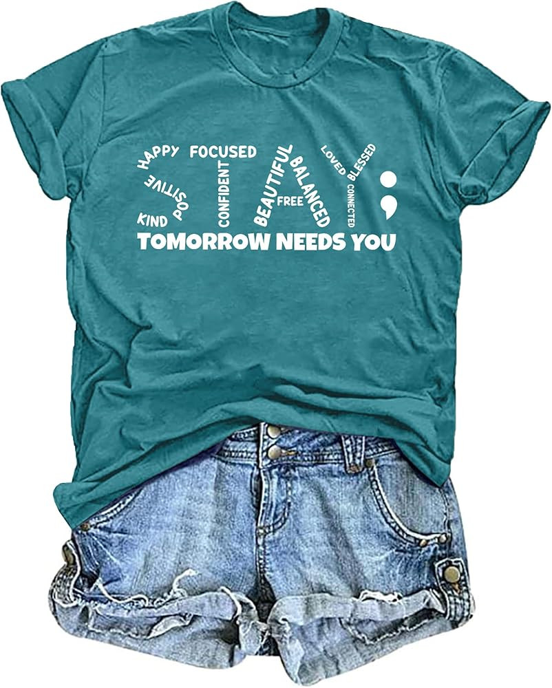 LAZYCHILD Women Suicide Prevention Awareness T-Shirts Mental Health Tops | Amazon (US)
