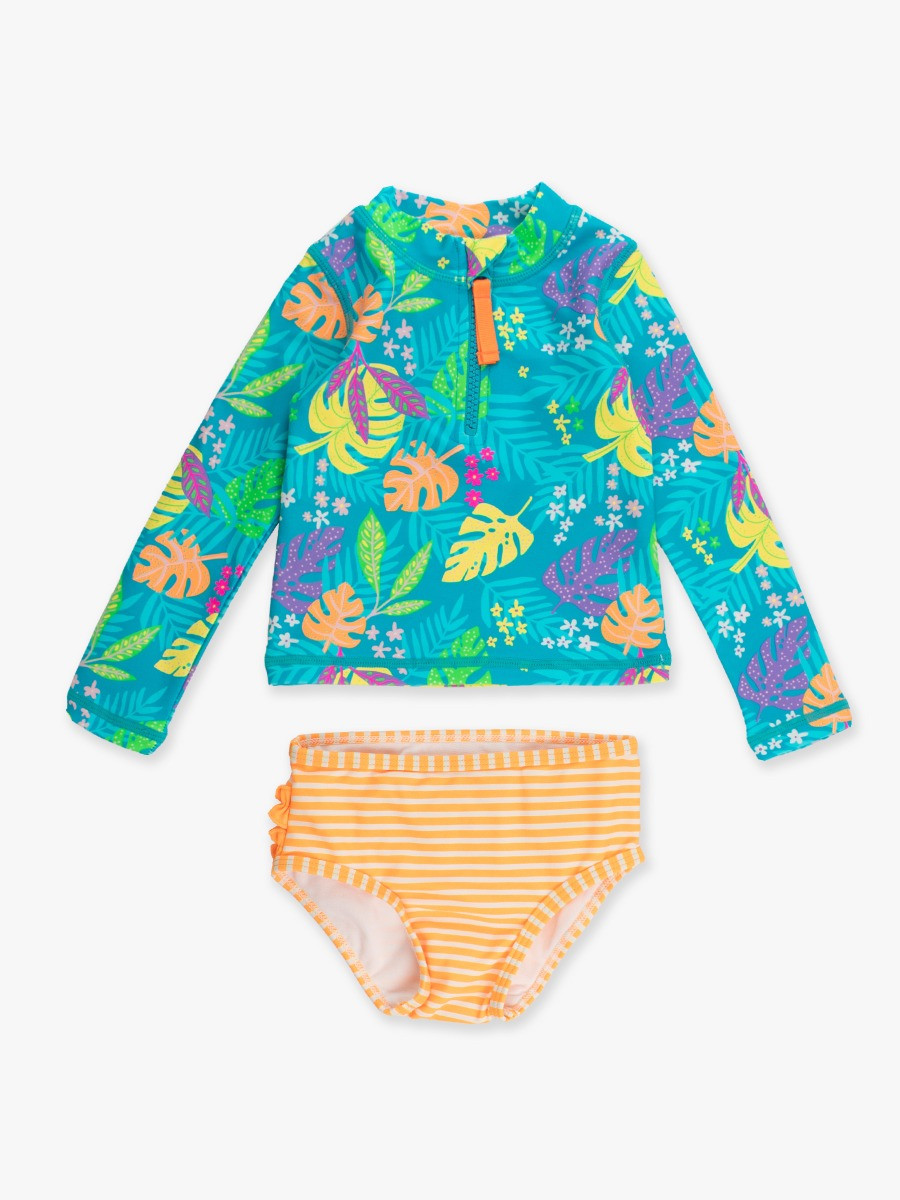 Long Sleeve Zipper Rash Guard 2-Piece | RuffleButts / RuggedButts