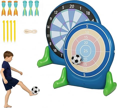 Hearthsong Jumbo 57-Inch Inflatable 2-in-1 Darts and Soccer Set with Double-Sided Scoreboard, Two... | Amazon (US)