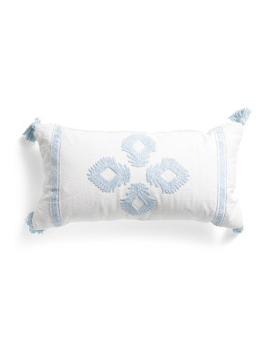 14x26 Embroidered Pillow With Tassels | TJ Maxx