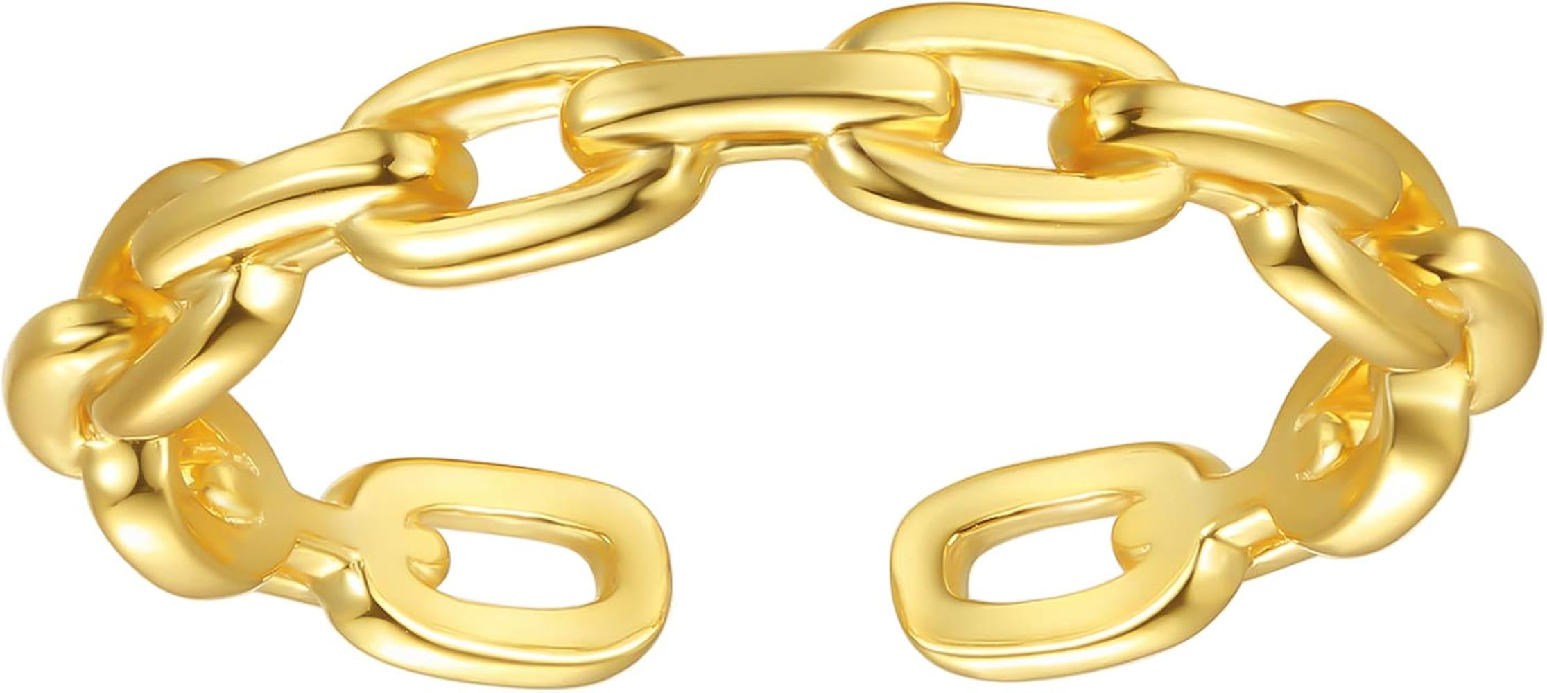Nossa 18K Gold Plated Sterling Silver Chain Link Ring Simple Stacking Band Open Rings for Women A... | Amazon (US)