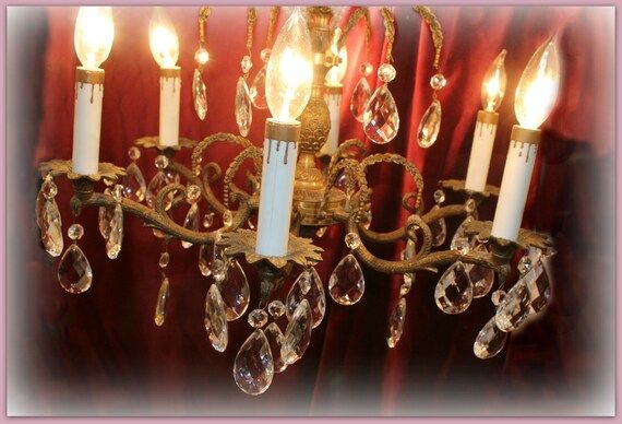 vintage chandelier 6 arm prisms ~ French ~ Baroque style ~ Ideal for any room and any style! Orna... | Etsy (US)