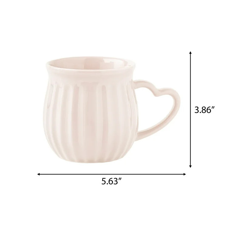 The Pioneer Woman Colette Heart Handle Stoneware Mug Set, Pink, 12-Ounce (2 Pack) | Walmart (US)
