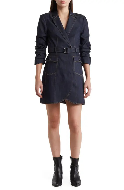 Cinq à Sept Jenessa Belted Denim Blazer Dress in Indigo at Nordstrom, Size 4 | Nordstrom