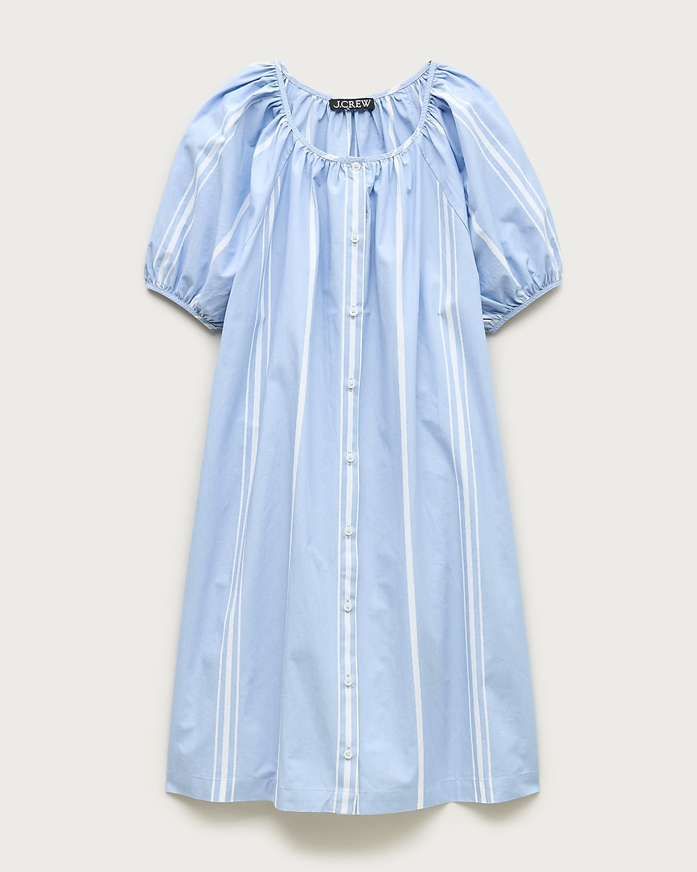 Puff-sleeve popover dress in striped cotton poplin | J. Crew US