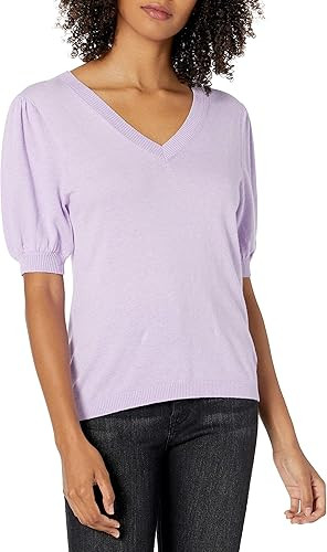 The Drop Women's Cindy Short Puff-Sleeve Crewneck Sweater | Amazon (US)