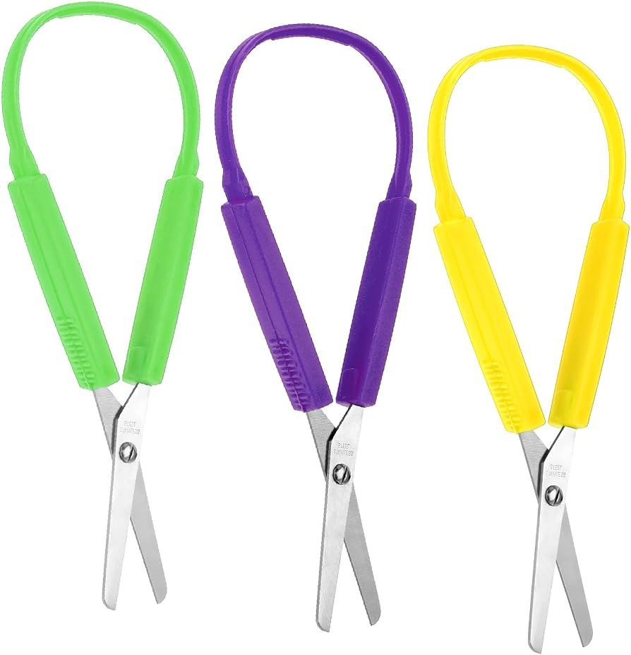 3Pcs Loop Scissors Adaptive Design Scissor Colorful Handle Self-Opening Safety Scissors for Kids ... | Amazon (US)