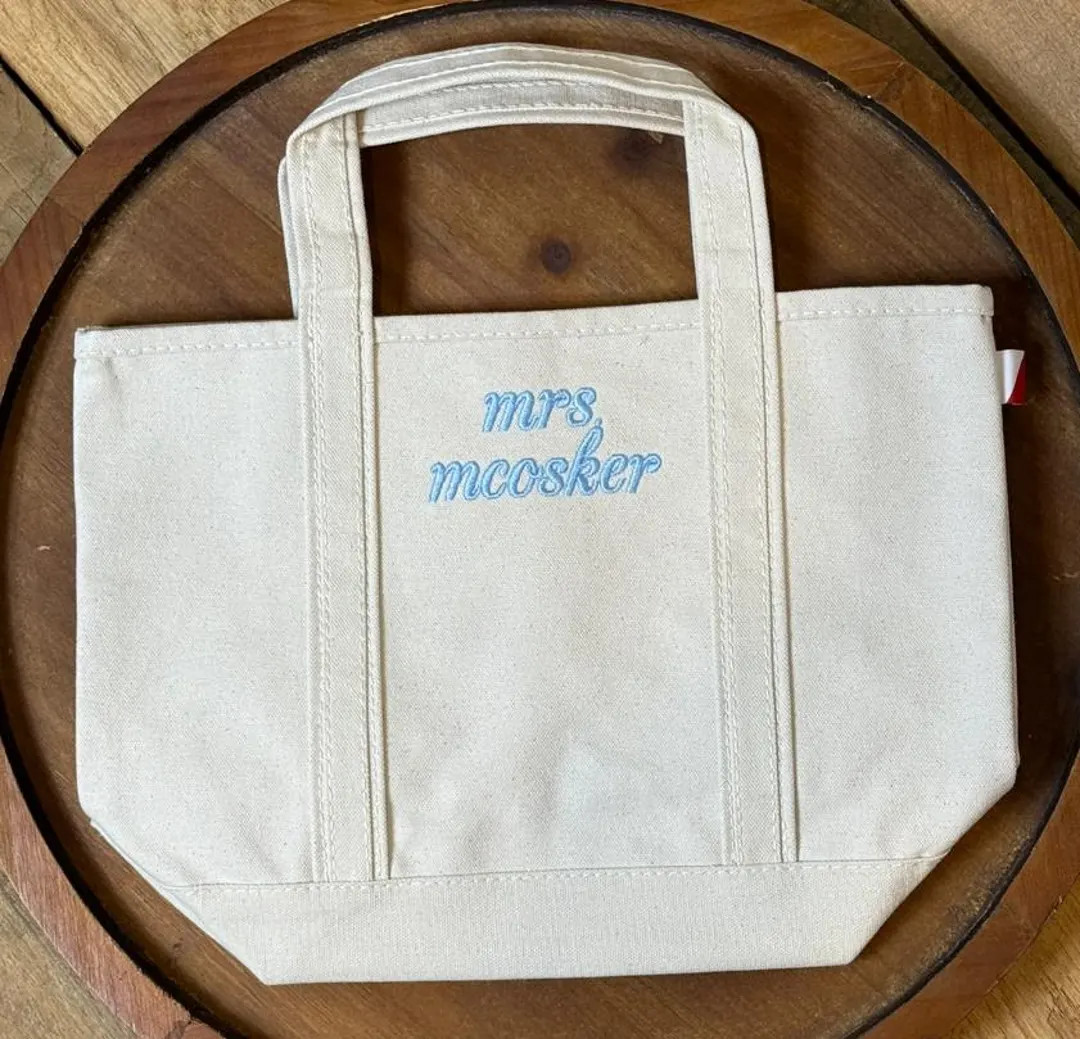 All Natural Mini Canvas Tote Custom Mini Tote Bag With Ironic Saying, Name or Monogram Embroidere... | Etsy (US)