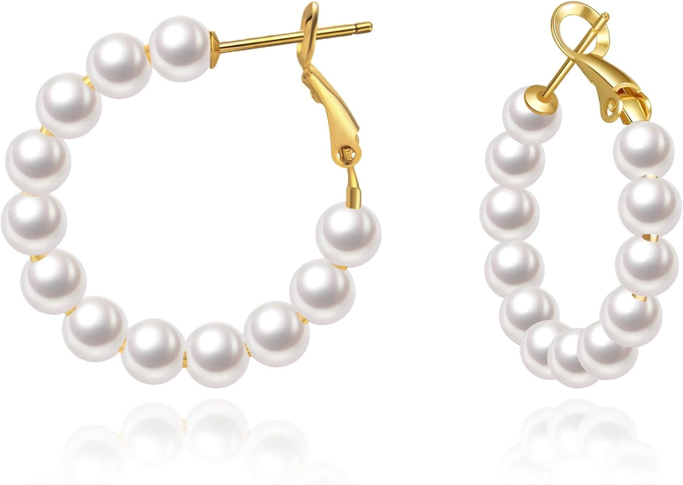 VEEDOFA 5MM Thick Pearl Hoop Earrings for Women, Lightweight Pearl Earrings with 925 Sterling Sil... | Amazon (CA)