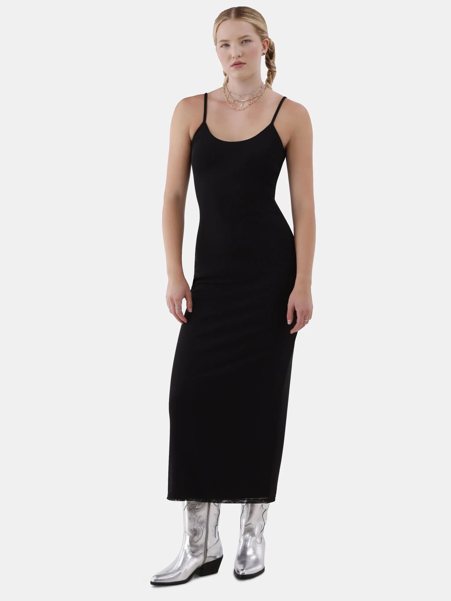 No Boundaries Sleeveless Mesh Maxi Dress, Women’s and Women’s Plus | Walmart (US)