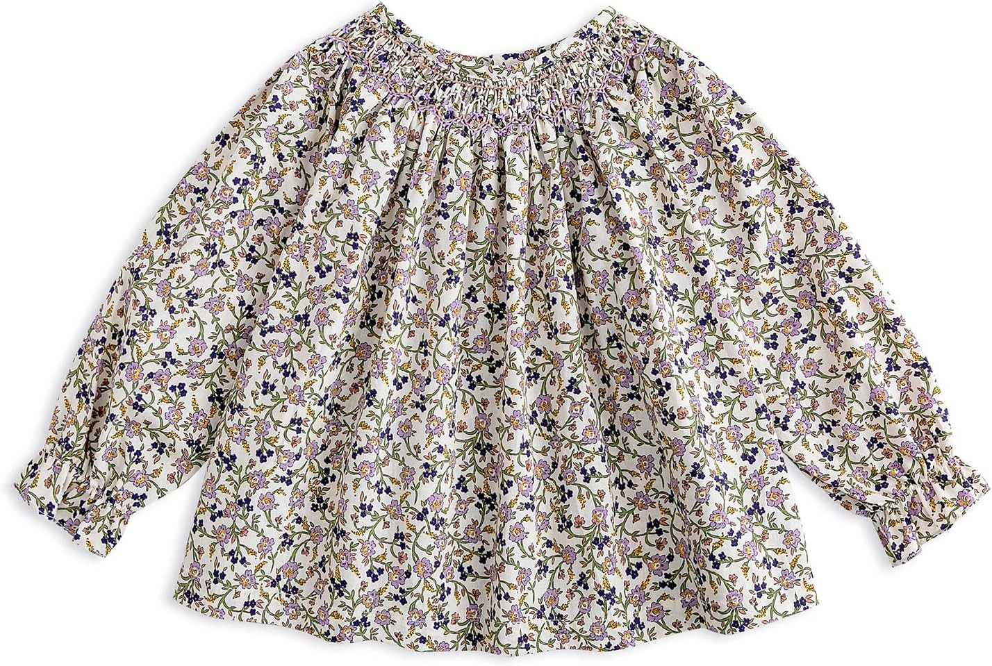 Curipeer Toddler Girls Long Sleeve Shirt, Smocked Blouse, 6M-6Years | Amazon (US)