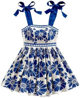 Floerns Women's Summer Floral Print Tie Shoulder Cami Dress Flare Hem Boho Mini Dress | Amazon (US)