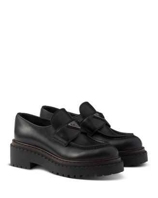 Prada Women's Double Chocolate Leather Loafers  | Bloomingdale's Shoes | Bloomingdale's (US)