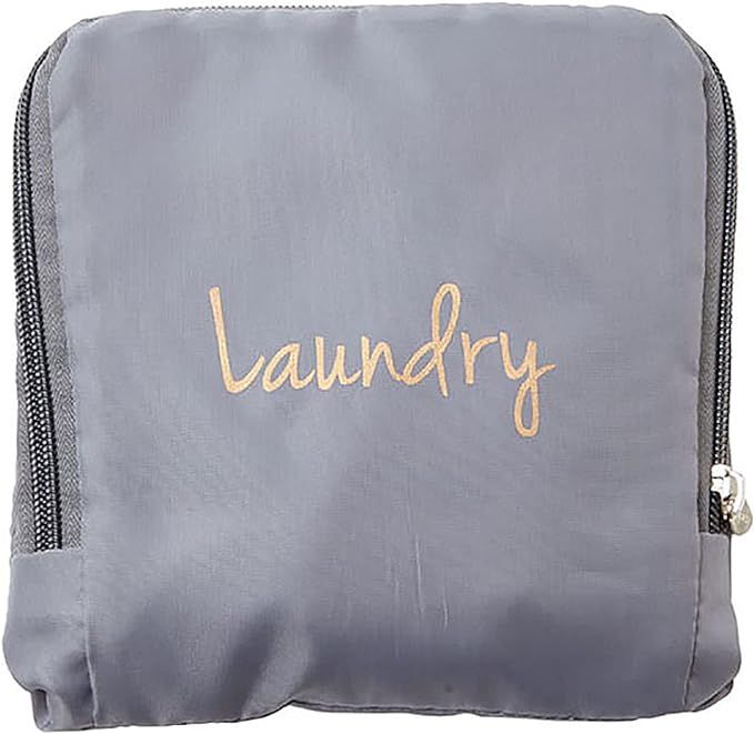 Miamica Travel Laundry Bag, Gray/Gold – Measures 21” x 22” When Fully Opened – Foldable L... | Amazon (US)