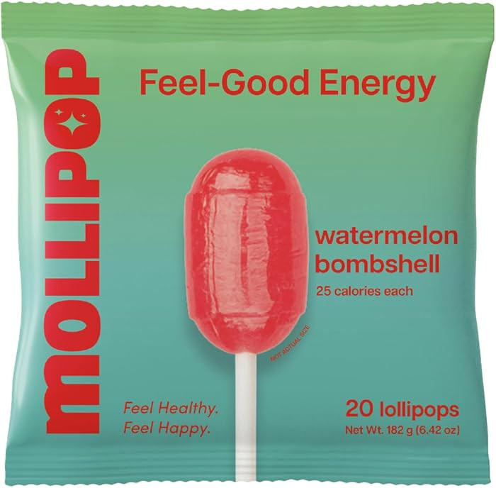 Mollipop Feel-Good Lollipops Candy \u2013 Watermelon Flavor \u2013 Crafted with Yerba Mate, L- Th... | Amazon (US)