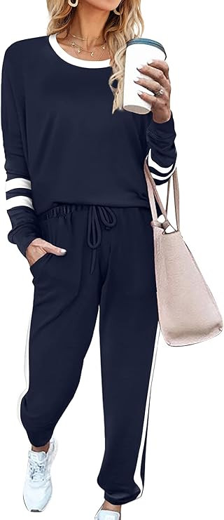 Aloodor Sweatsuit for Women 2 Piece Outfits for Womens Crewneck Sweatshirts Pullover | Amazon (US)