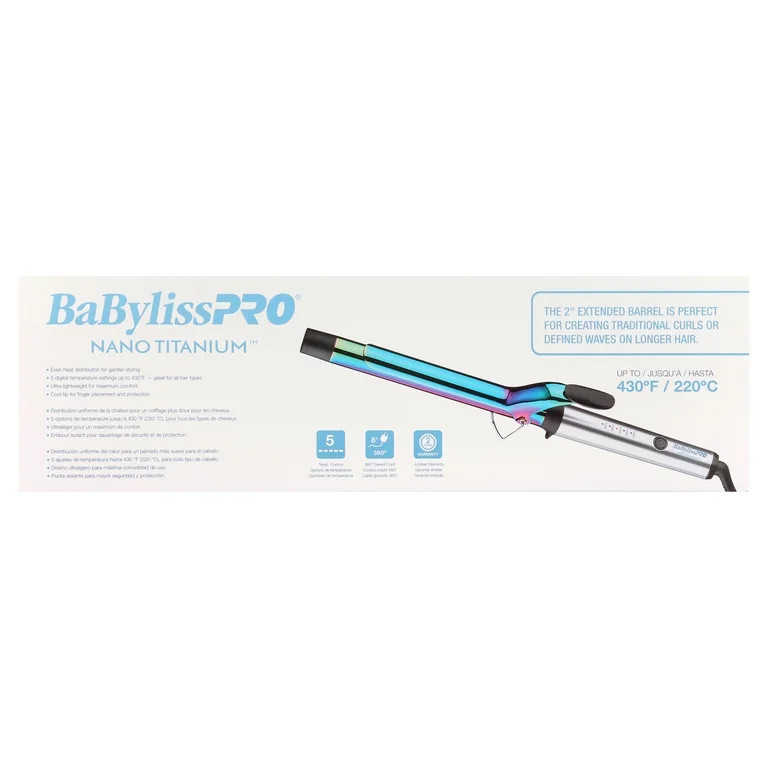 BabylissPRO Nano Titanium Limited Edition Iridescent 1" Extended Barrel Curl Iron | Walmart (US)