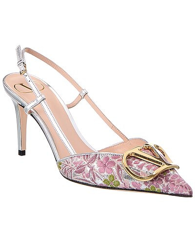 Valentino VLogo Signature 80 Jacquard & Leather Slingback Pump | Gilt & Gilt City