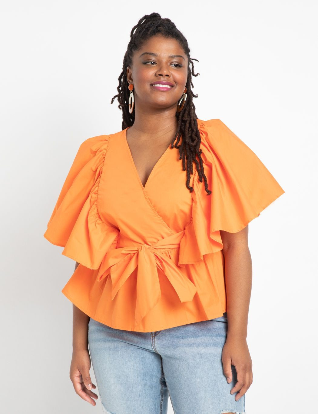Flutter Sleeve Surplice Top | Eloquii