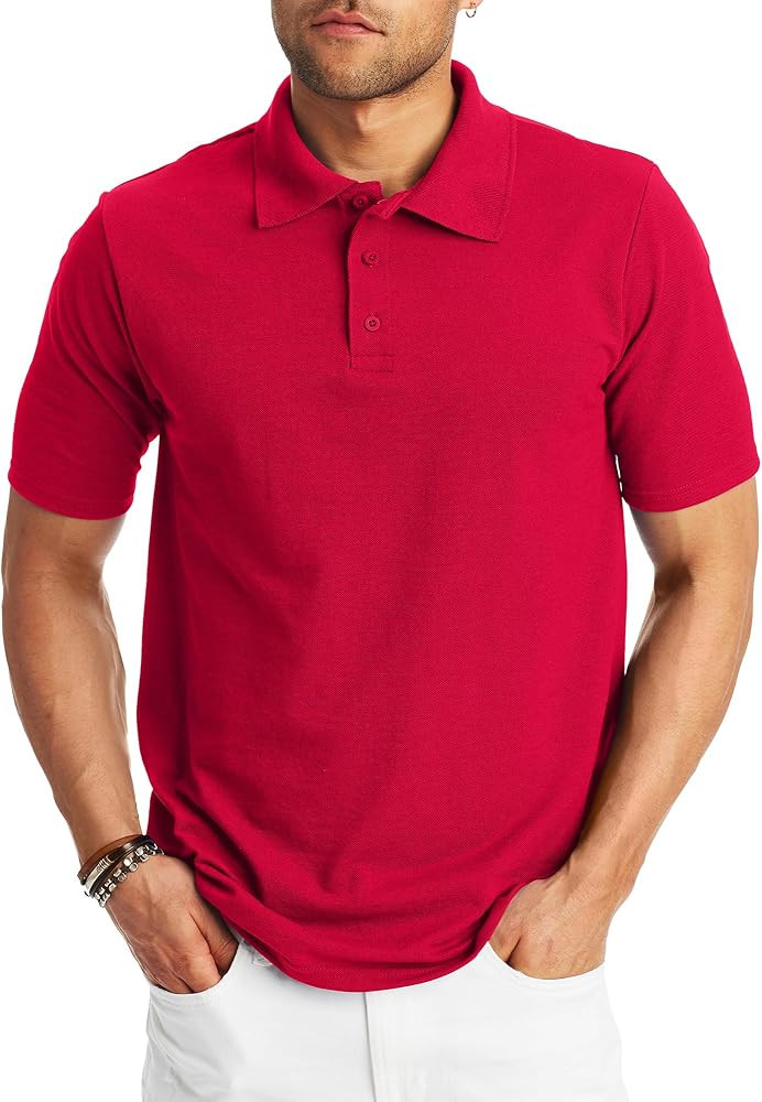 Hanes Men’s X-Temp Short Sleeve Polo Shirt, Midweight Men's Shirt | Amazon (US)