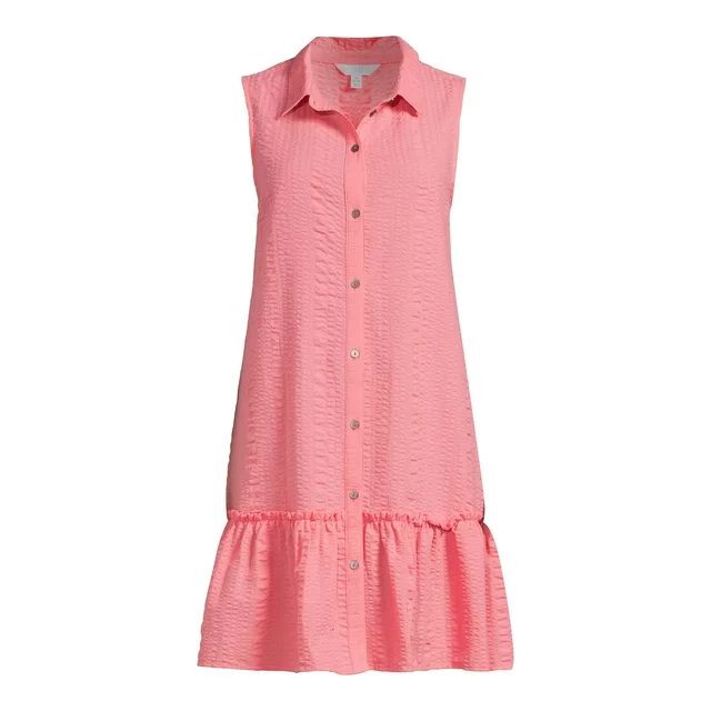 Time and Tru Women's Sleeveless Shirt Dress, Sizes XS-XXXL | Walmart (US)