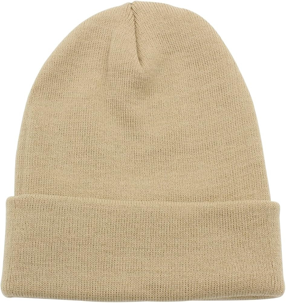 Top Level Beanie Men Women - Unisex Cuffed Plain Skull Knit Hat Cap | Amazon (US)