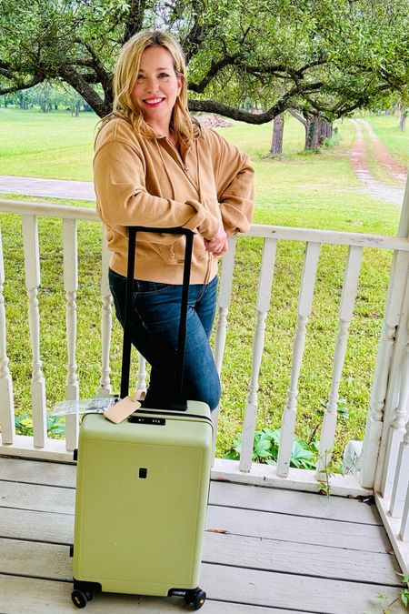 The BEST rolling suitcase from Level8- carry-on, as always! And a cozy travel outfit. 

#LTKtravel #LTKover40 #LTKActive