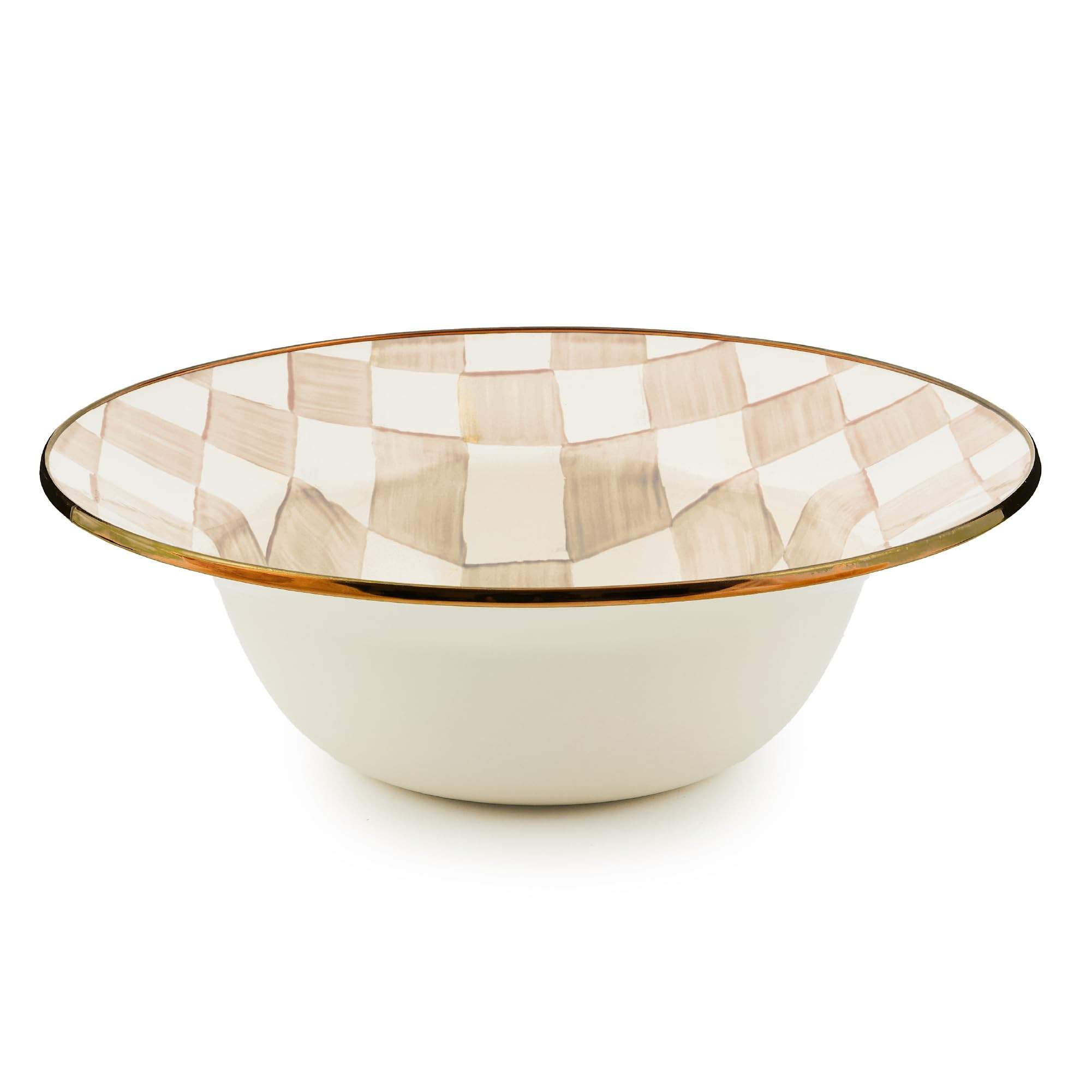 MACKENZIE-CHILDS Enamel Serving Bowl, Enamel Serveware Bowl, 12 Inches, Brown-and-White Mocha Che... | Amazon (US)