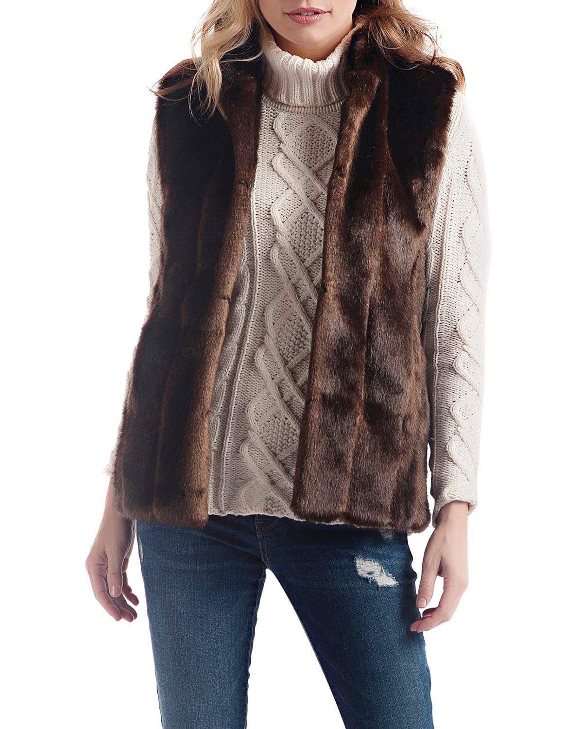 Signature Faux-Fur Vest - Inclusive Sizing | Neiman Marcus