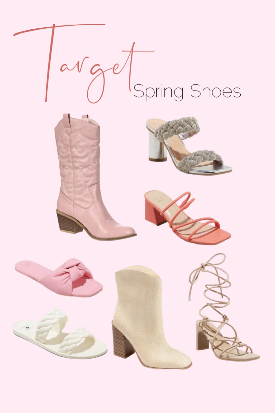 Target spring shoes. Target finds. Target fashion. Concert outfit. Pink cowgirl boots. Affordable pink western boots. Target boots. Target sandals. Sequin sandals. Spring shoes. 

#LTKstyletip #LTKunder50 #LTKshoecrush