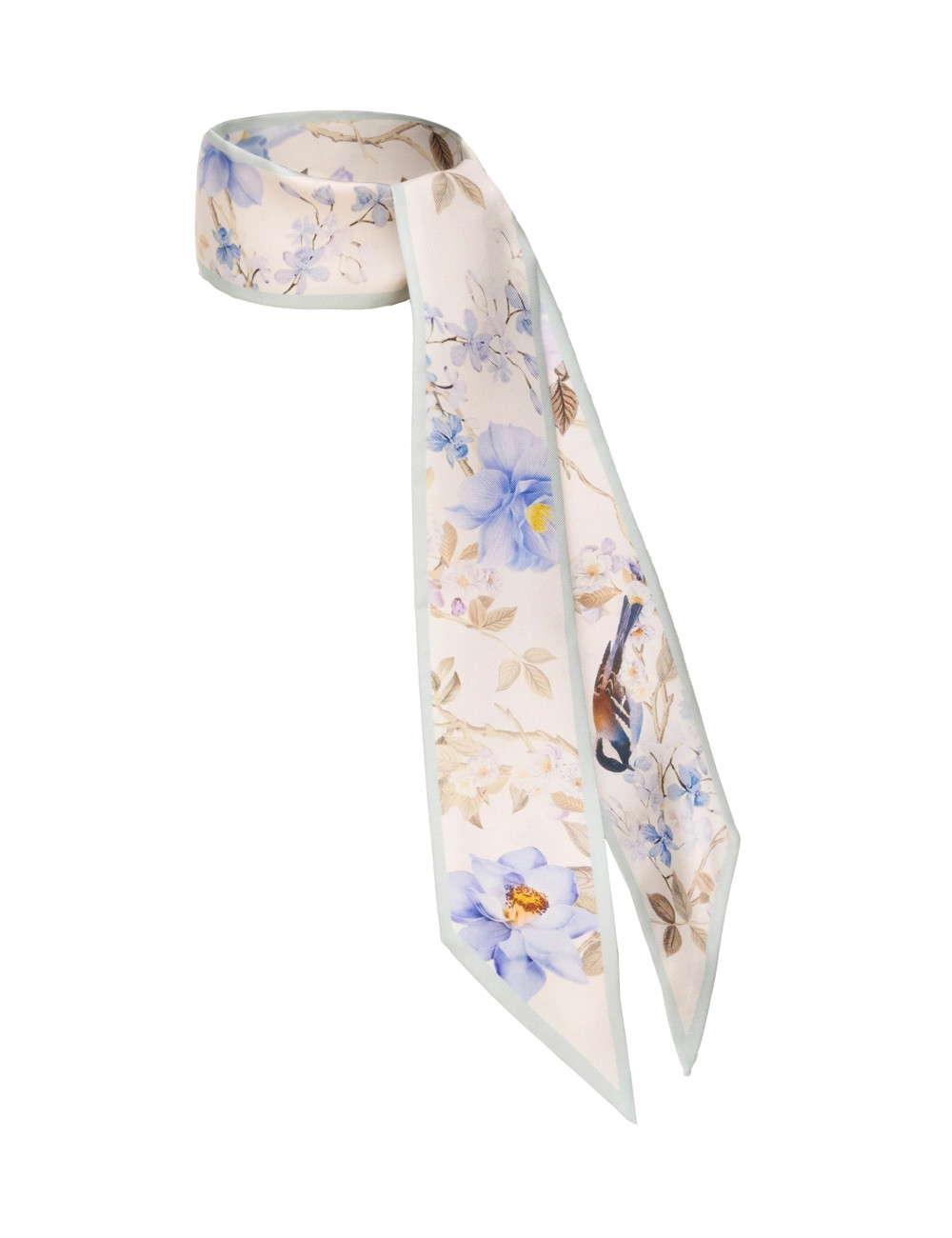 ZIMMERMANN Printed Silk Ribbon Scarf Blue Songbird | ZIMMERMANN (US, CA, EU, MENA)