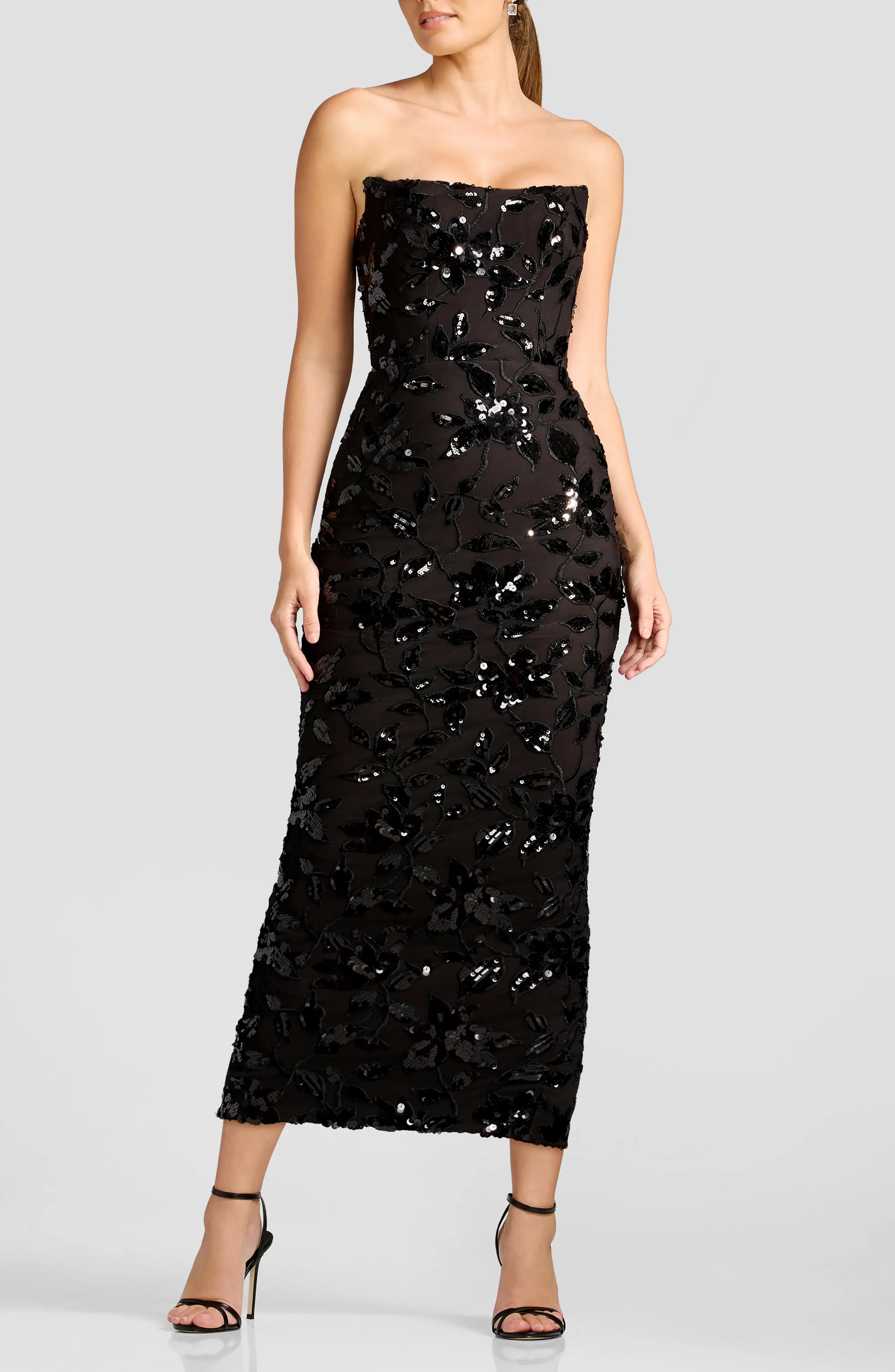 Dress the Population Cosette Sequin Floral Strapless Cocktail Sheath Dress (Women) | Nordstrom | Nordstrom