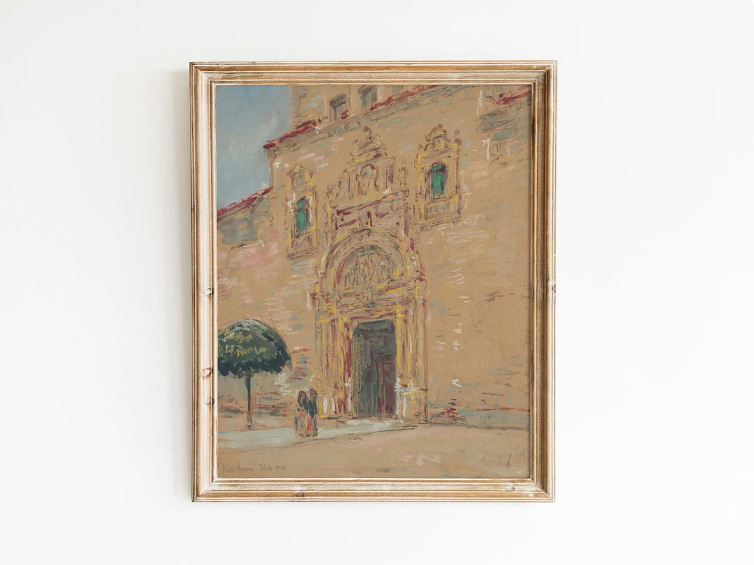 Mission Door | Vintage Spanish colonial church | vintage art print | Mexico western pastel neutra... | Etsy (US)