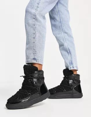 Glamorous Apres snow boots in black with faux fur detailing | ASOS (Global)