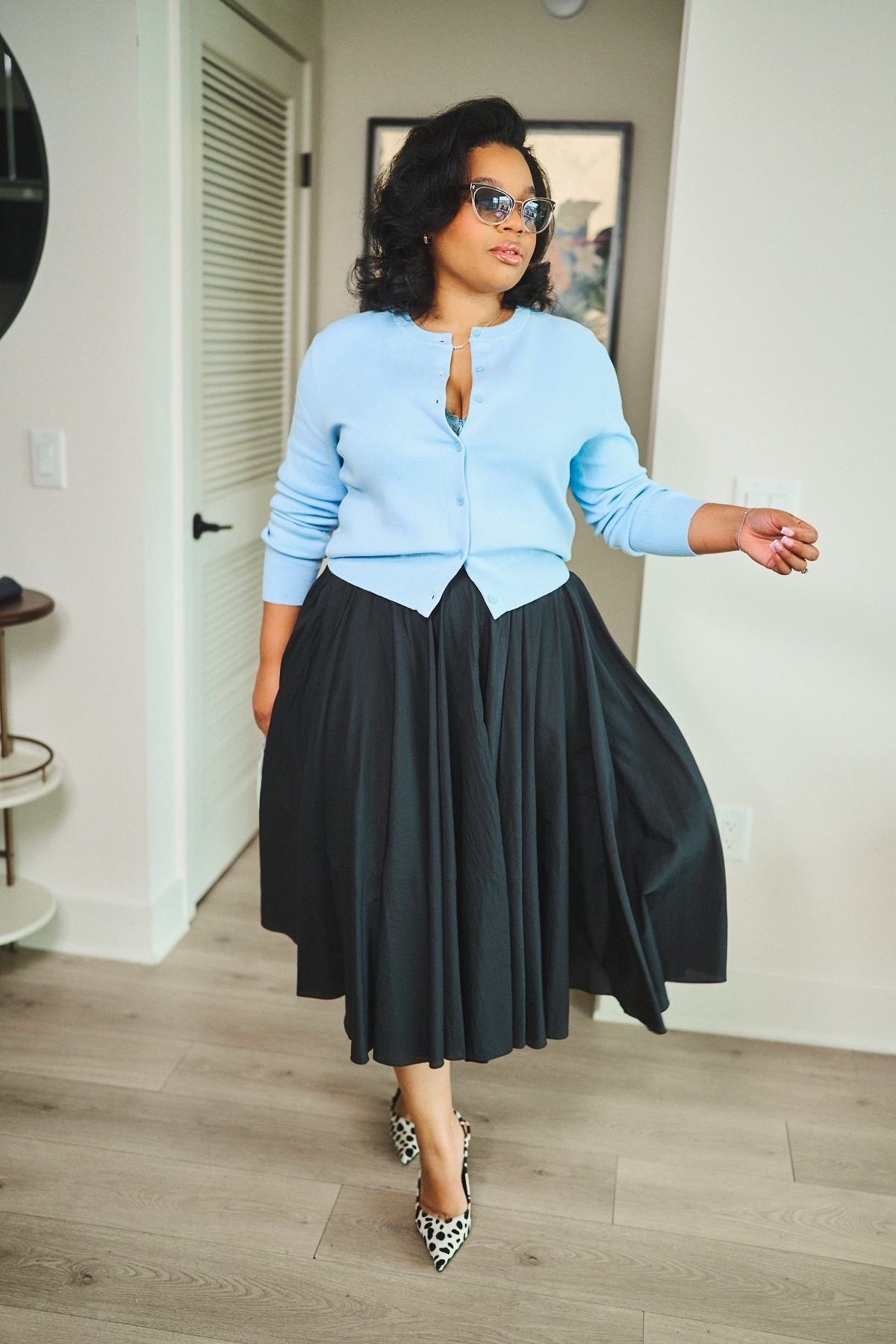 I'm wearing a large in the cardigan @OAK + FORT  and a 14 in the skirt. Blush in shade “golden peach”.

spring outfit 2026 , Easter outfit woman

#LTKgrwm #LTKMidsize #LTKSeasonal