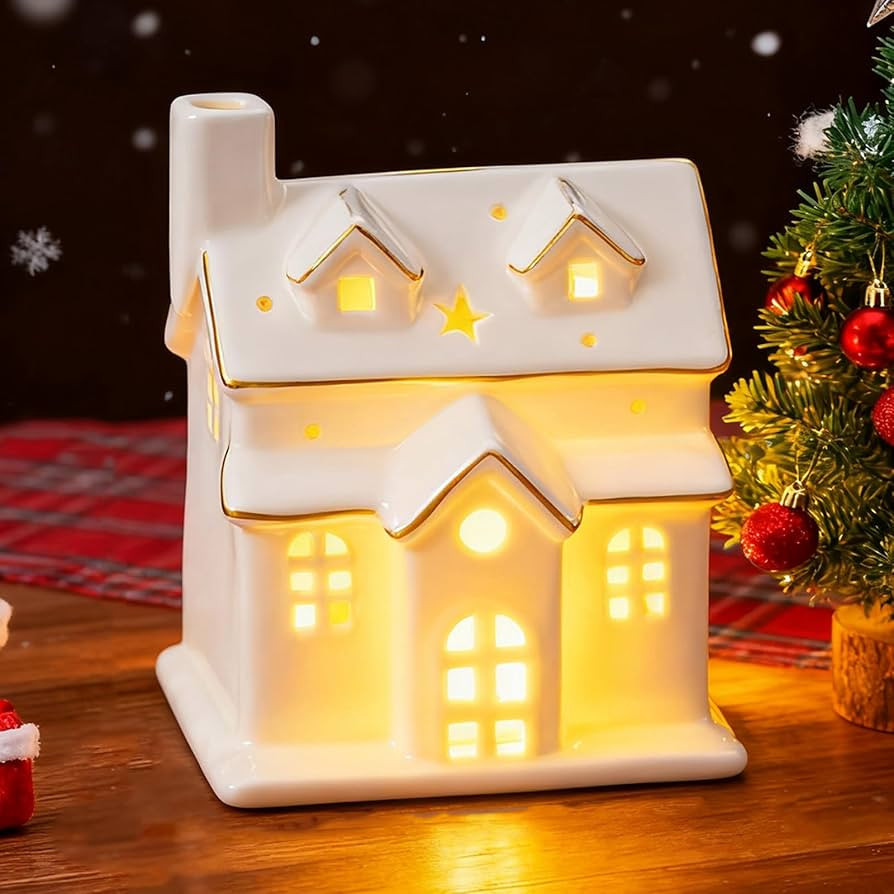 WDS WONDROUS Ceramic Christmas Village House Decor White, Light Up Christmas House Decorations 7 ... | Amazon (US)