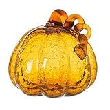 glitzhome Hand Blown Amber Crackle Glass Pumpkin for Fall and Home Decor 6.69 inches | Amazon (US)